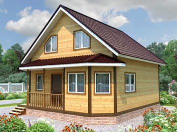 Дом Дом из sip панелей с террасой <span></span> "Выставочный" 7.5 на 7.5