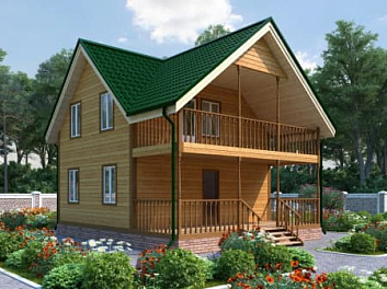 Дом Каркасный дом с террасой <span></span> "Уральский" 7 на 8.5