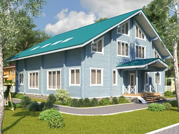Дом Дом из оцб в два этажа с крыльцом <span></span> "Клубный дом" 14 на 14