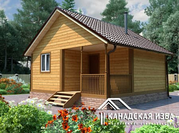  Проект бани из бруса с террасой <span></span> "Русский пар" 6 на 6