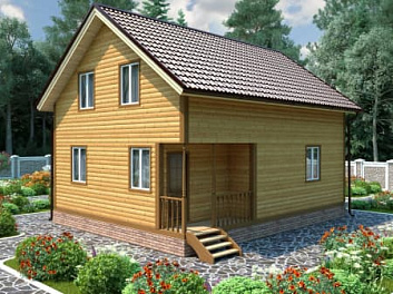 Дом Проект каркасного дома в 2 этажа с крыльцом Кузбасс 7 на 9